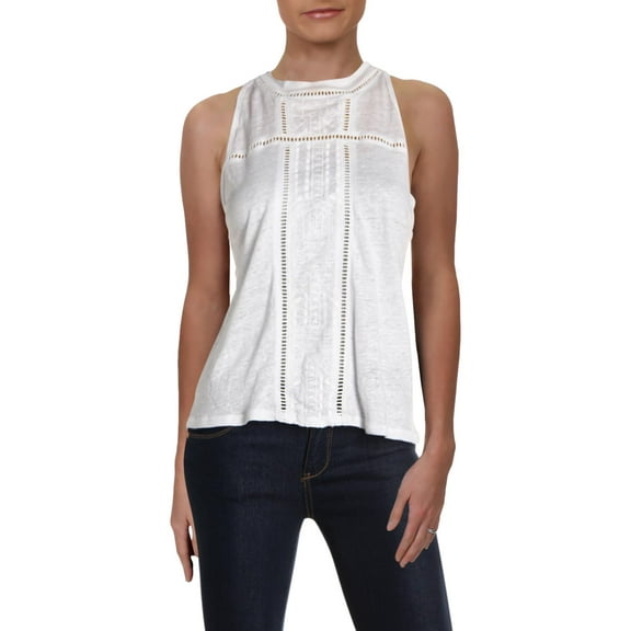O'Neill Womens Linen Cut-Out Blouse White L