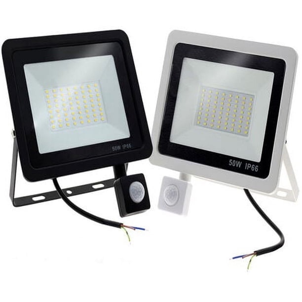 Laklulu Foco LED para exteriores de 50 W con sensor de movimiento, reflector LED superbrillante para exteriores de 5000 lm, foco LED blanco frío de 6500 K, lámpara de seguridad impermeable IP66 para