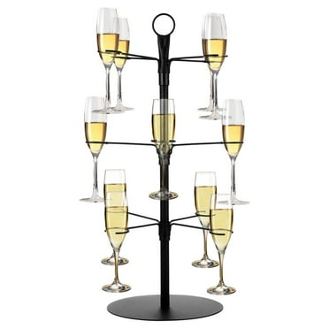 Cocktail Tree Stand, Champagne Tower,3 Tier - 12 Holders Wine Glass Holder Stand, High-footed Cup Metal Hanging Rack, Ideal for Storing and Displaying Wine Glasses