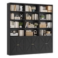thumbnail image 4 of Homfa Triple Row 4 Tier Bookcase with Door, 70" Wide Large Bookshelf with 12 Display Cubicles, 72" Tall Farmhouse Bookcase for Home Office Living Room, Black, 4 of 7