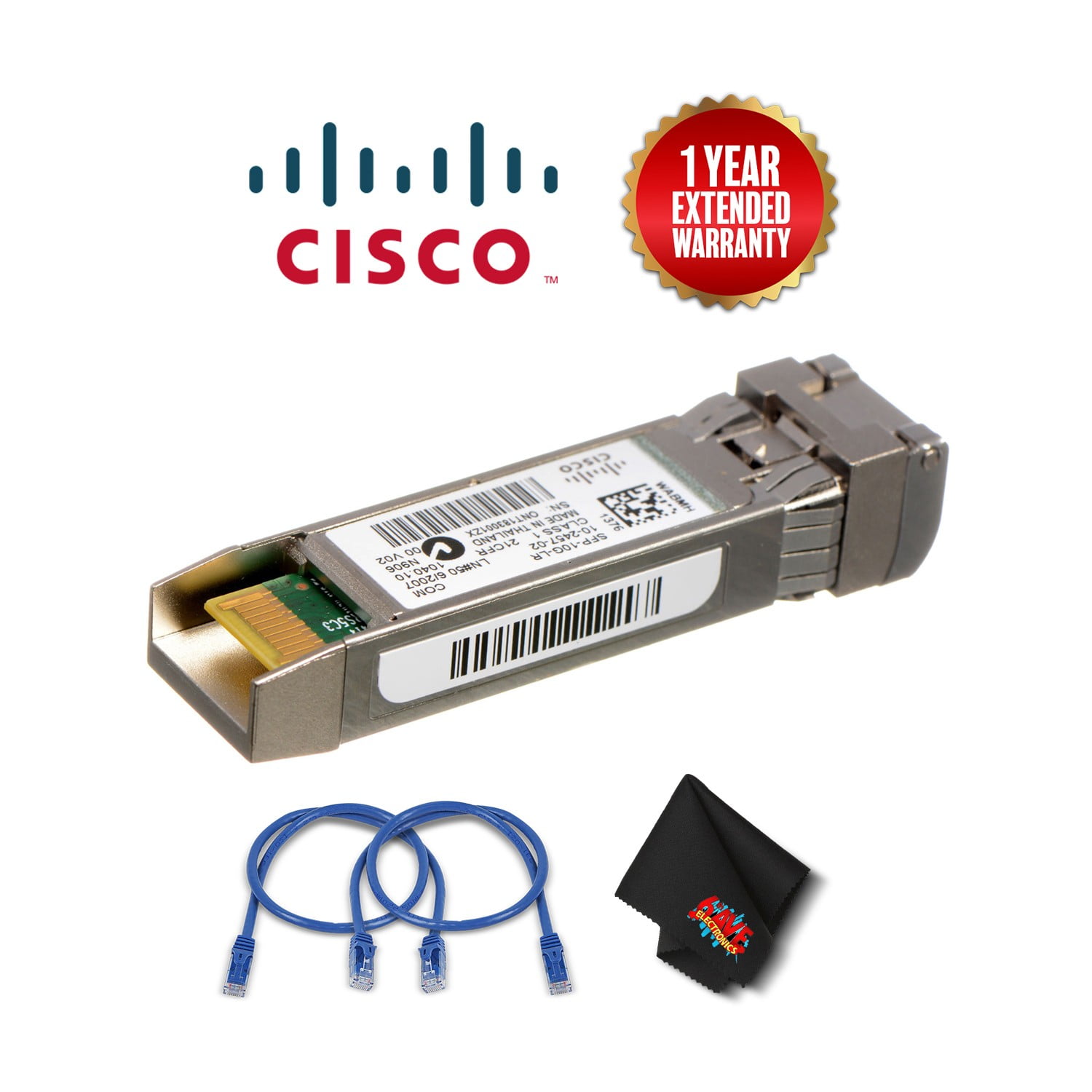 Cisco 10GbaseLR SFP+ Transceiver with Spare CAT5 Cable