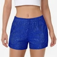 thumbnail image 2 of Women's Sequin Shorts Elastic Waist Sparkly Party Bottoms with Pockets - Small, Royal Blue, 2 of 6
