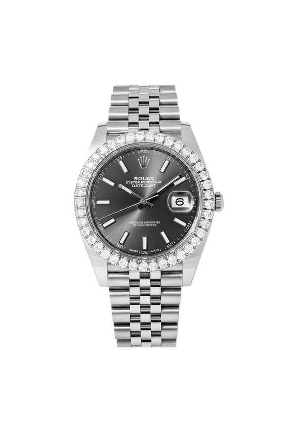 Pre-Owned ROLEX DATEJUST 126300 41MM BLACK DIAL AND DIAMOND BEZEL WITH STAINLESS STEEL JUBILEE BRACELET