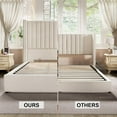 thumbnail image 5 of Merluxy King Bed Frame Lift Up Storage Bed, Velvet King Upholstered Bed Frame/Channel Tufted Wingback Headborad/No Box Spring Needed/Cream, 5 of 9