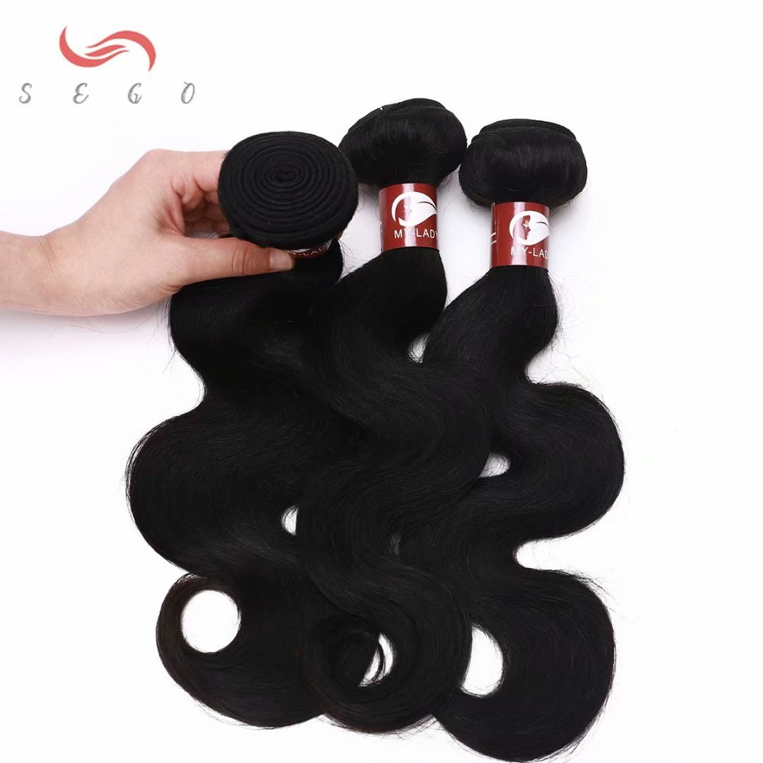 SEGO Brazilian Virgin Human Hair Bundles 100% Unprocessed Human Hair Deep Wave/Curly/Straight/Kinky Curly Hair Extensions Natural Black