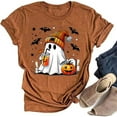 thumbnail image 2 of Halloween Graphic Tee for Women Short Sleeve Casual T-Shirt Ladies October Top Comfortable Printed Shirt Fall Fashion, 2 of 3