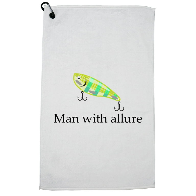 Man with Allure - Fishing Hot Guy - Lure Golf Towel with Carabiner Clip