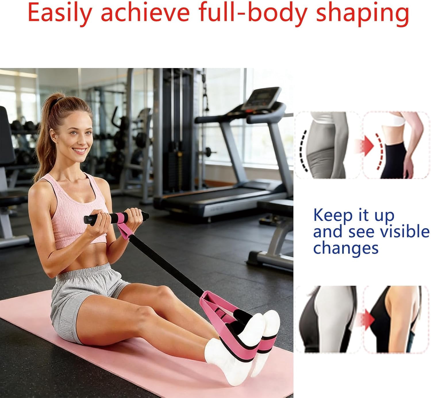 ABCISI Portable Pedal Resistance Band with Handles, Foot Pedal Exercise Band with Soft Foam & Thick Latex Tubes for Home Full-Body Workout, Multifunctional Trainer for Abs, Arms, Legs and Core