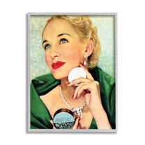 Stupell Industries Vintage Cosmetic Ad Woman Beauty & Fashion Painting Gray Framed Art Print Wall Art