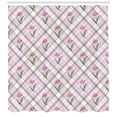 thumbnail image 3 of Ambesonne Checkered Shower Curtain, Diagonal Lines Floral, 69"Wx75"L, Mauve Pink Forest Green, 3 of 3
