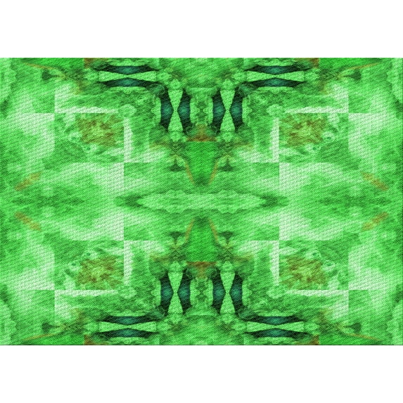 Ahgly Company Machine Washable Indoor Rectangle Transitional Neon Green Area Rugs, 7' x 9'