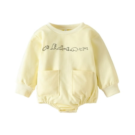 

TAIAOJING Baby Boy Girl Fall Clothes Boys Girls Long Sleeve Dinosaur Prints Pullover Romper Sweatshirt Bodysuits 18-24 Months