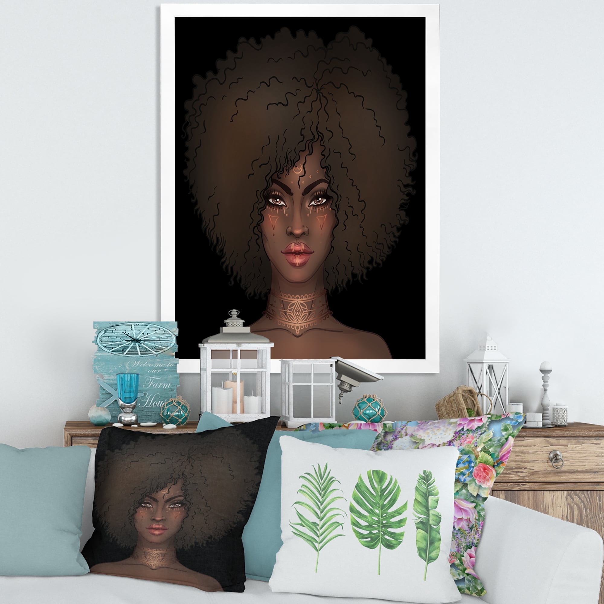 Designart 'Portrait of Afro American Woman III' Modern Framed Art Print