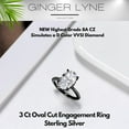 thumbnail image 4 of Solitaire 3 Ct Oval Engagement Ring for Women Sterling Silver CZ Ginger Lyne Collection, 4 of 6