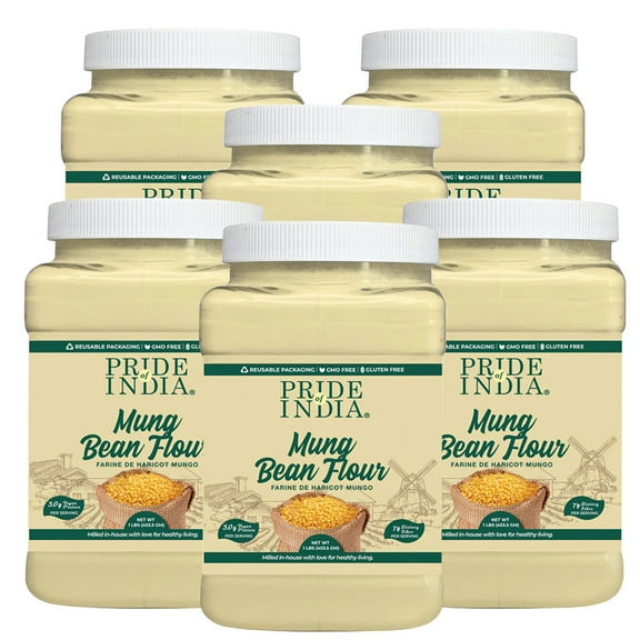 Pride of India Mung Bean Flour, 1 lb (454 gm), Pack of 6