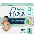 thumbnail image 2 of Couches pour bébés Pampers Pure, taille 1 ( à [8 lb à 14 lb]), jusqu’à 100 % sans fuites, couches douces hypoallergéniques haut de gamme, 2 of 17