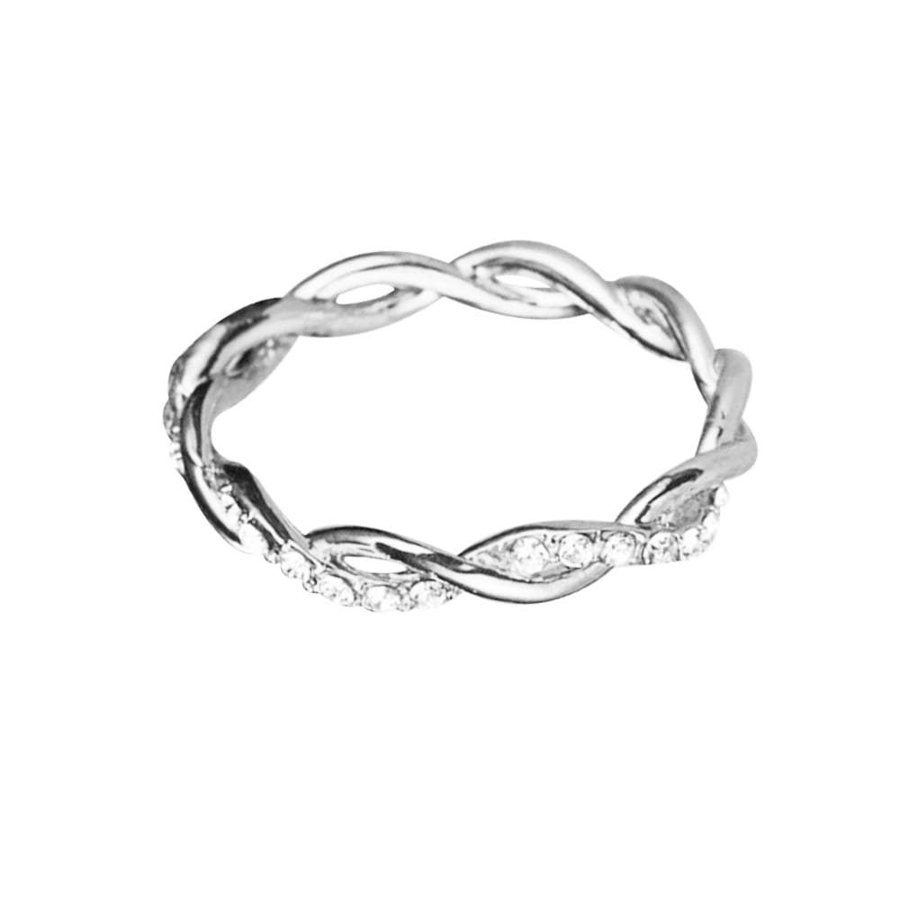TureClos Twist Couple Ring Rhinestone Inlaid Finger Ring Anniversary
