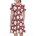 thumbnail image 1 of Saiise Robe d'Été Mignonne Motif Baseball pour Femmes T-Shirt Décontracté Manches Courtes Robe de Plage Florale avec Poches, 1 of 6