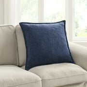 Mainstays 22 x 22 Blue Chenille Flange Decorative Throw Pillow