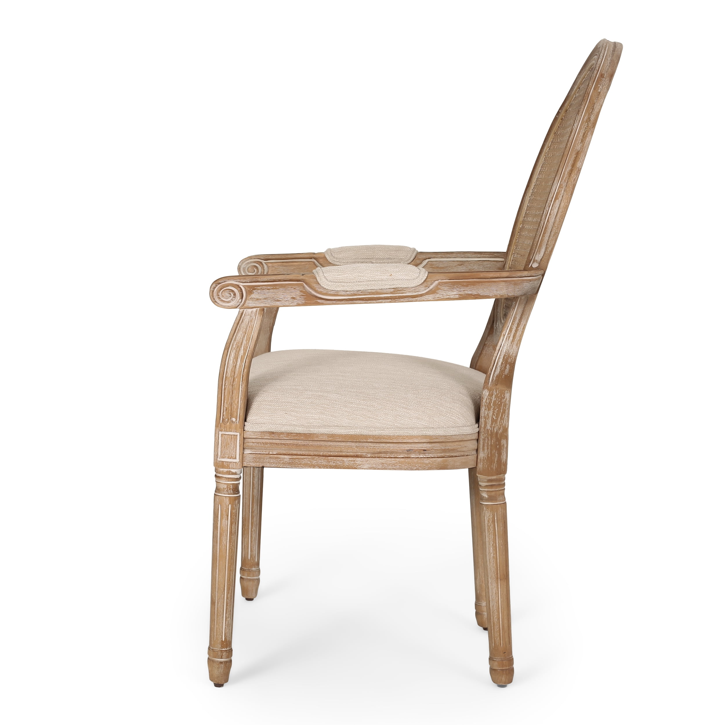 Noble House Huller Indoor French Fabric Upholstered Dining Chair, Set of 2, Beige