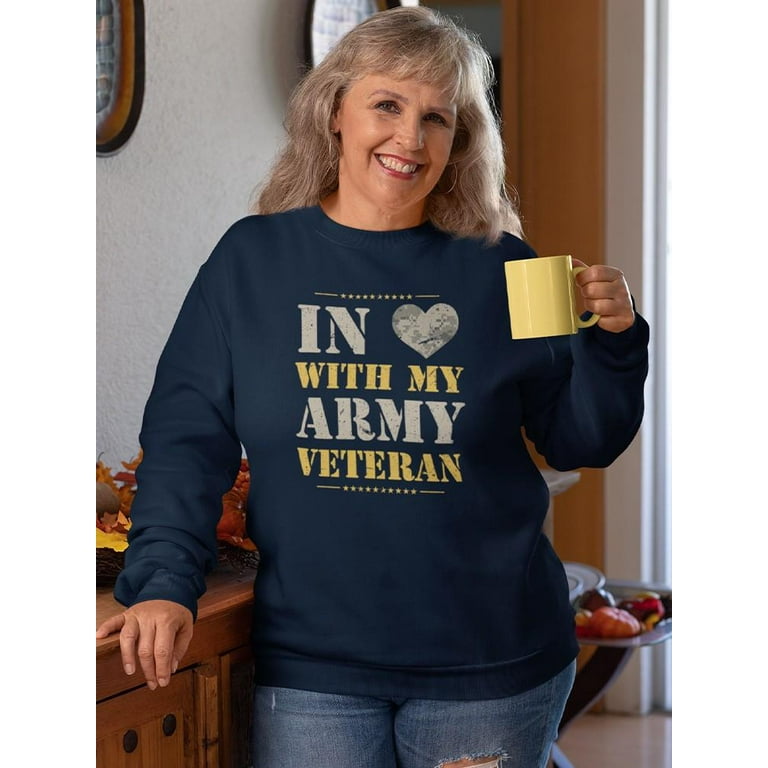 US Army Womens Graphic Sweatshirt Navy In Love W My Army Veteran Cotton Blend Regular Fit
