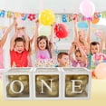 thumbnail image 3 of Retrok 3pcs First Birthday Balloon Boxes 1st Birthday Transparent Blocks Boxes Decorations with ONE Letter for Baby Boy or Girl - Newborn Photography Props,Table Centerpiece, 3 of 8
