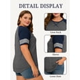 thumbnail image 3 of LANREMON Plus Size Tops for Women Short Striped Sleeve Loose T Shirts Fashion Crew Neck Lightgray Blouse Tee Size 26 Plus, 3 of 6