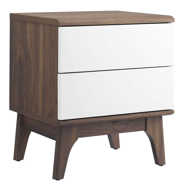 Mesita de noche Table Modway Envision con 2 cajones, color blanco nogal