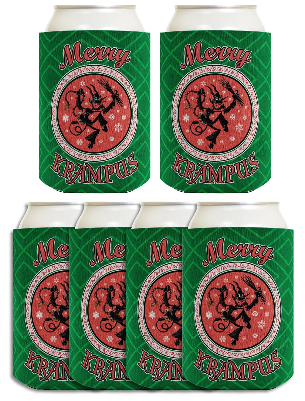 Set of 2 Full of Holiday Beer Funny Christmas Santa Beer Can Cooler Stocking Stuffer Party Favor Gift for Men 