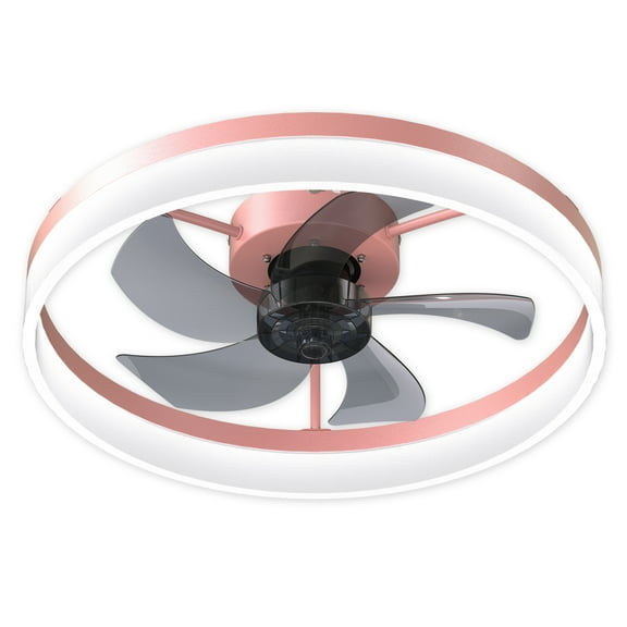 Pink dimmable LED embedded thin modern ceiling fan with light