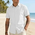 thumbnail image 2 of FRSASU Men's Linen Shirts Casual Short Sleeve Button Down Shirt Beach Vacation Cruise Summer Tops White, 2 of 6