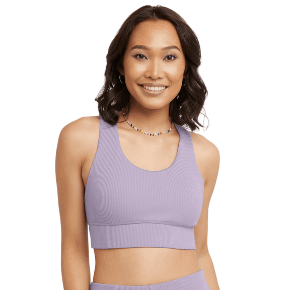 Hanes Originals Womens Longline Racerback Moderate Support Sports Bra
