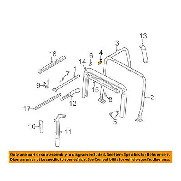 Jeep CHRYSLER OEM Convertible/soft TopRoll Bar Side Bracket Left
