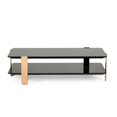 thumbnail image 2 of Benjara Cid 55 Inch Modern Coffee Table, 1 Shelf, High Gloss, Ebony, Rose Gold, 2 of 2