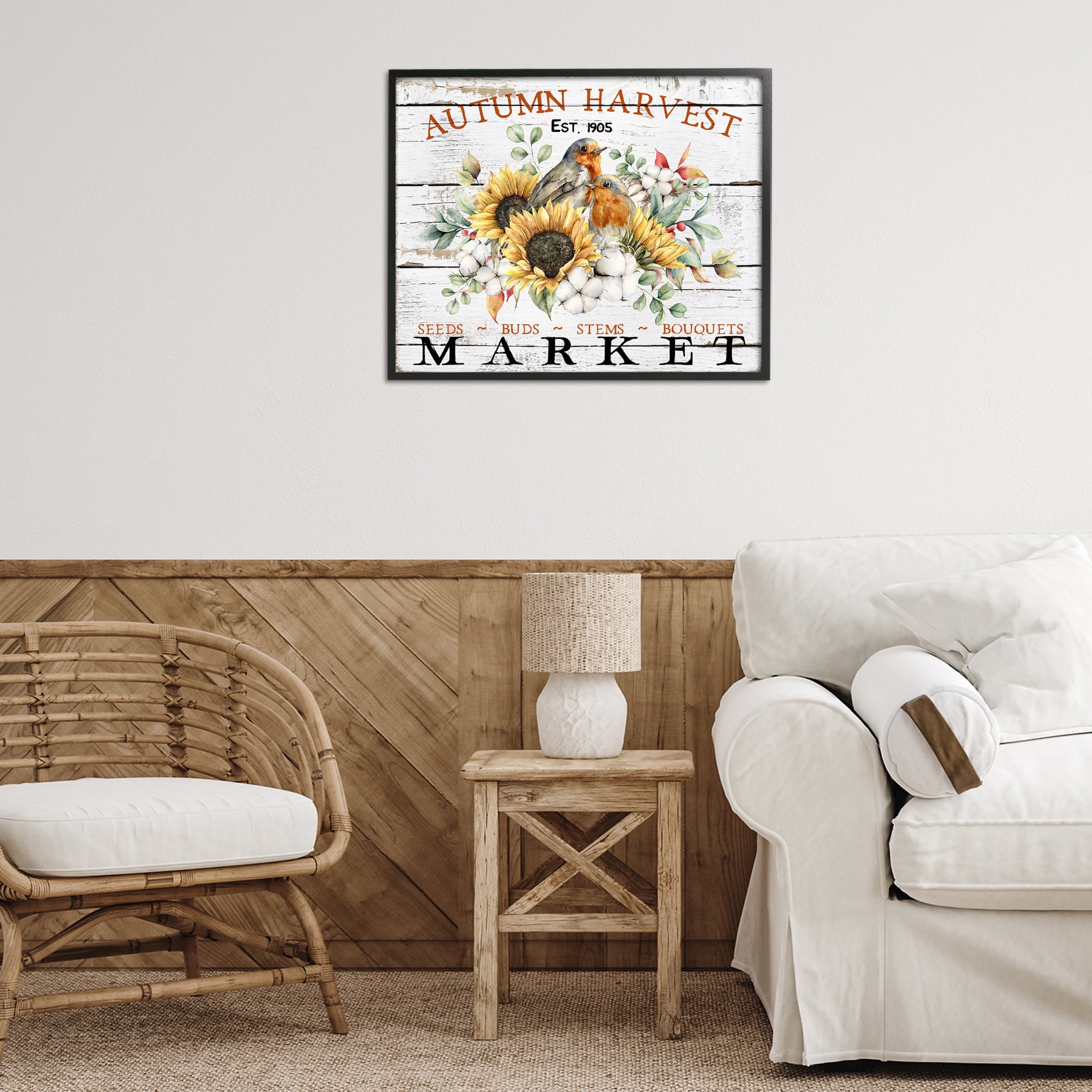 Stupell Industries Autumn Harvest Market Holiday Painting Black Framed Art Prints Wall Art, 30 x 24