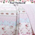 thumbnail image 3 of Cotton Real Patchwork Pink Floral Bedspread, Cottage Chic Reversible Quilt Bedding Set, Coverlet for Bedroom, Guest Room, Home, Apartment, Dorm, Wild Rose, King - 3 Piece, 3 of 5