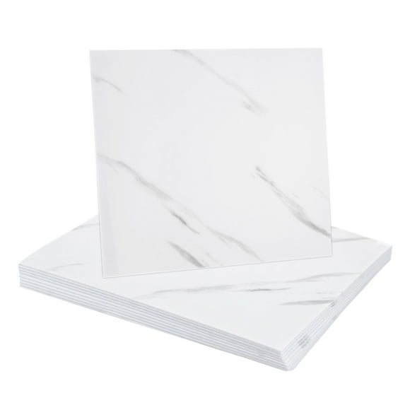 Uxcell 10Pcs Peel and Stick Marble Tiles, Waterproof Wall Panel Backsplash, 12"x12" Peel and Stick Shower Tiles for Bathroom, Elegant White Design