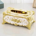 thumbnail image 3 of kurtrusly Home Rectangular Tissue Paper Box Case Holder Cover White Golden, 3 of 5