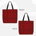 thumbnail image 3 of Naloa Red Black Houndstooth Tote Bag for Women, Foldable Tote Bag With Zipper, Large Shoulder Bag, Top Handle Handbag for Travel, Work, Shopping, 3 of 9