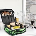 thumbnail image 5 of FORMRS Travel Makeup Bag Large Capacity Train Case Cosmetic Organizer with Adjustable Dividers, Green Camouflage Pattern, 5 of 8