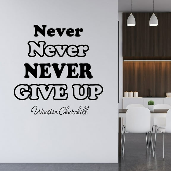 VWAQ Never Never Never Give Up Wall Decal Winston Churchill Vinyl Wall Art Decals Quotes Inspirational