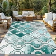 thumbnail image 3 of Fsddascl Turquoise Morocco Outdoor Rug for Patio/Deck/Porch, Non-Slip Large Area Rug 5 x 8 Ft, Grey Ombre Retro Mottled Painting Art Indoor Outdoor Rugs Washable Area Rugs, Camping Rug Carpet, 3 of 5
