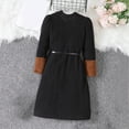 thumbnail image 4 of ATOGUTA Girls Hawaiian Dress Knit Velvet Long Sleeve Sweater Dress with Black Belt Black Size 8-13, 4 of 5