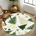 thumbnail image 2 of Round Rugs 8 Ft, Christmas Tree Non Slip Area Rugs for Kitchen Bedroom Entryway, White Green Xmas Tree Winter Washable Carpet Runner Rug Floor Mats for Bedroom Home Decor, 2 of 9