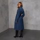 thumbnail image 3 of Gabardinas largas de mezclilla para mujer, abrigos vaqueros ajustados con cinturón en la cintura, ropa de calle para primavera y otoño, chaqueta vaquera azul para mujer, 3 of 4