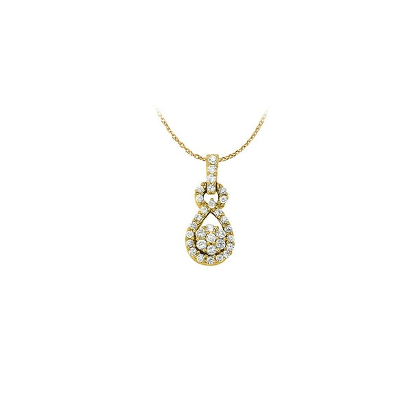 Pendentif Mode Diamant en Or Jaune 14 Ct 0.33 CT TDW avec Chaîne en Or Cadeau de Bijoux