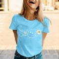 thumbnail image 2 of 2026 Womens T Shirts Fashion Tops Letter Daisy Flower Print Short Sleeve Summer Basic Slim Undershirts, 2 of 5