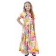 thumbnail image 6 of BFHHYA Girls Short Sleeve Maxi Dress Teens Fashion Print Loose Flowy Dress Summer Beach Boho Tshirt with Pockets Size 4-14 Y, 6 of 8