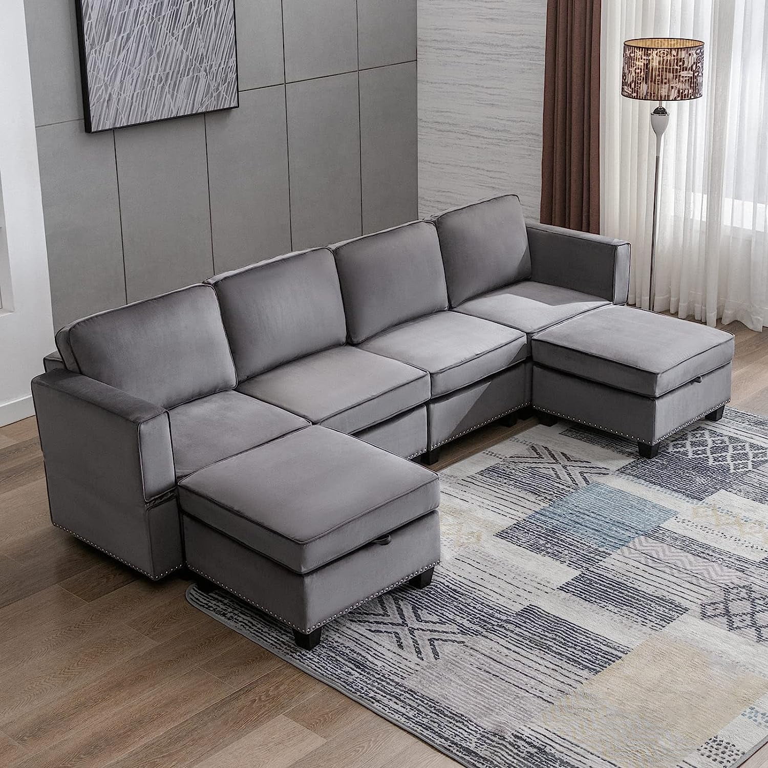 BALUS Modular Sectional Sofa, Convertible U L Shaped Sleeper Sofa ...