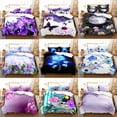 thumbnail image 2 of Thin Bed Double Single Twin King Full 3pcs Set Bedding Floral 3D Pillowcase Zipper With Size Cover Duvet Flower Blue, 2 of 7